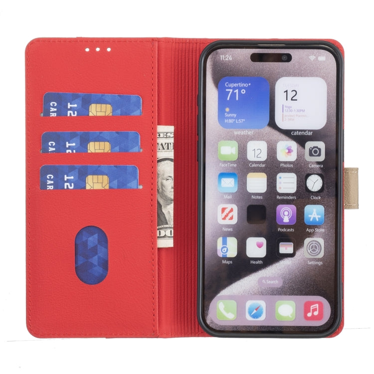 For iPhone 16e Color Matching RFID Anti-theft Leather Phone Case(Red) - free shipping - PMC TechLife - Order now!