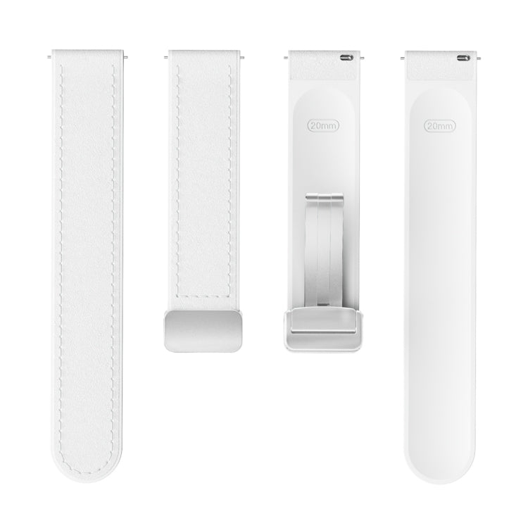 20mm Magnetic Silver Buckle Silicone Leather Watch Band(White) - free shipping - PMC TechLife - Order now!