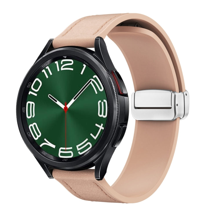 20mm Magnetic Silver Buckle Silicone Leather Watch Band(Pink) - free shipping - PMC TechLife - Order now!