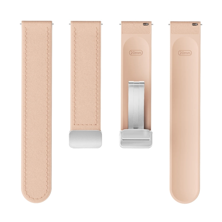 20mm Magnetic Silver Buckle Silicone Leather Watch Band(Pink) - free shipping - PMC TechLife - Order now!