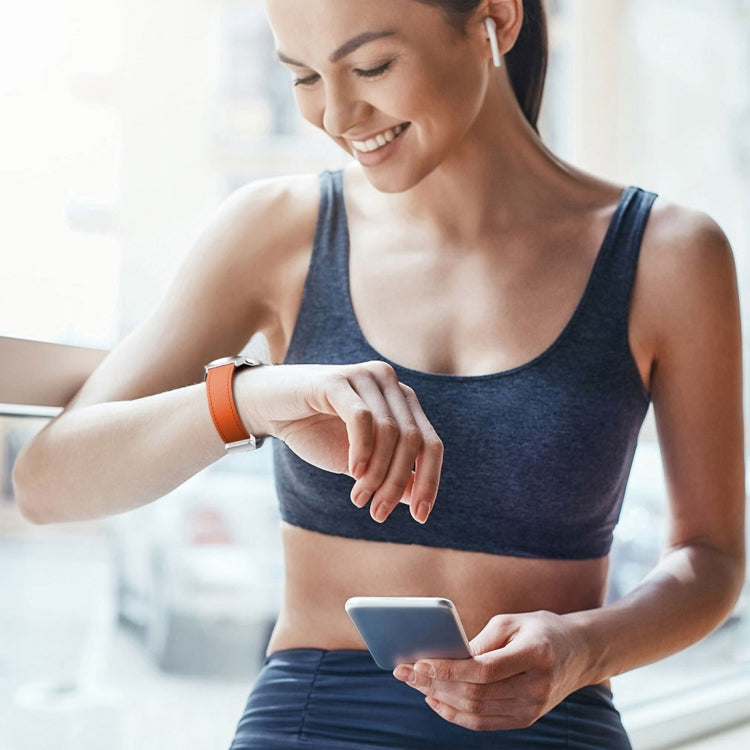 22mm Magnetic Silver Buckle Silicone Leather Watch Band(Orange) - free shipping - PMC TechLife - Order now!