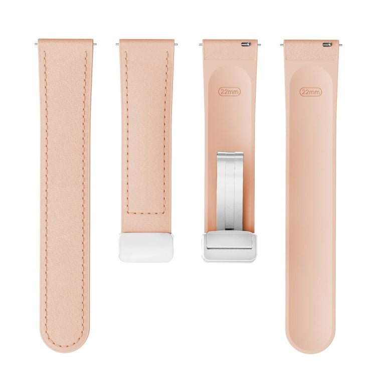 22mm Magnetic Silver Buckle Silicone Leather Watch Band(Pink) - free shipping - PMC TechLife - Order now!