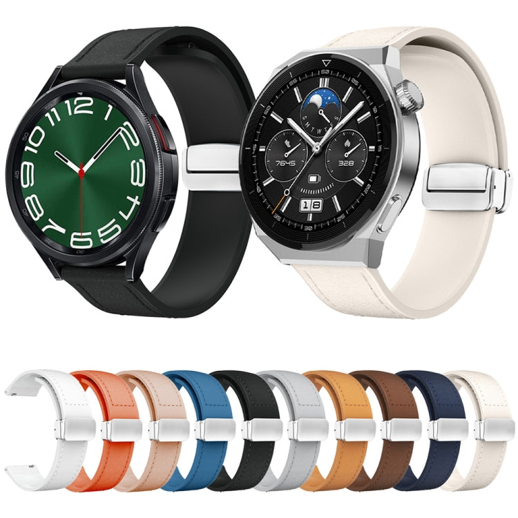 22mm Magnetic Silver Buckle Silicone Leather Watch Band(Orange) - free shipping - PMC TechLife - Order now!