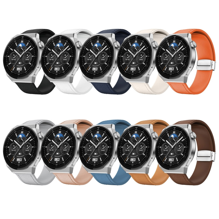 22mm Magnetic Silver Buckle Silicone Leather Watch Band(Midnight Blue) - free shipping - PMC TechLife - Order now!