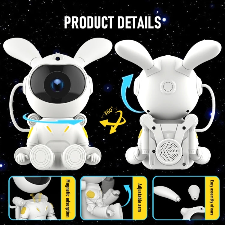 G002 Space Rabbit Starry Sky Projection Lamp Bluetooth Speaker 2 in 1 Laser Light(White) - free shipping - PMc TechLife - Order now!