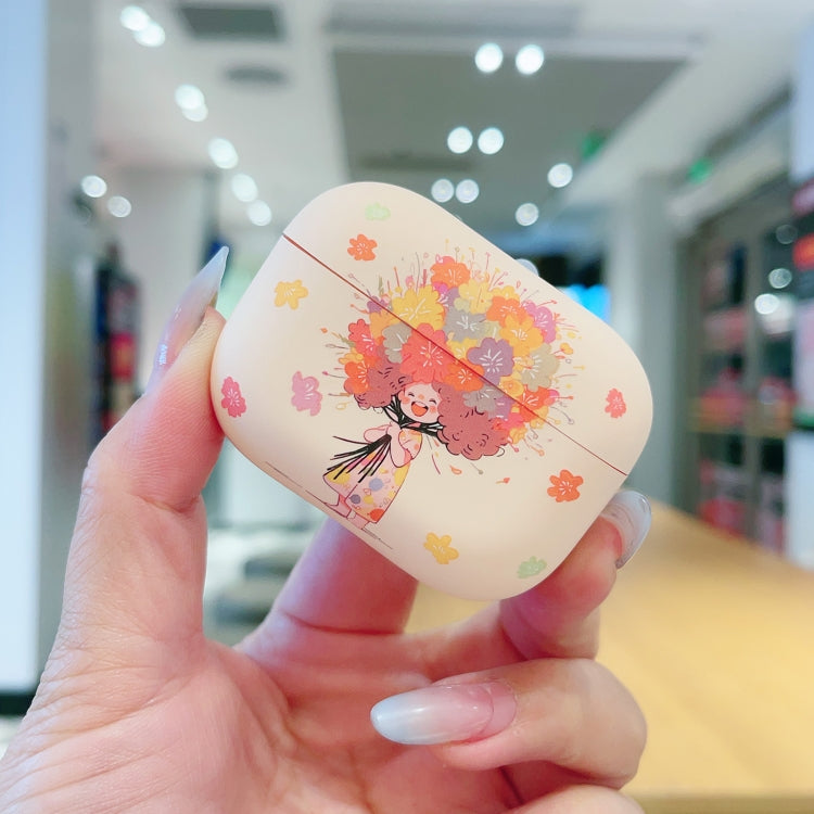 For AirPods Pro 2 Girl Pattern Earbuds Box Frosted TPU Case(Flower) - For AirPods Pro 2 by PMC Jewellery | Online Shopping South Africa | PMC Jewellery | Buy Now Pay Later Mobicred