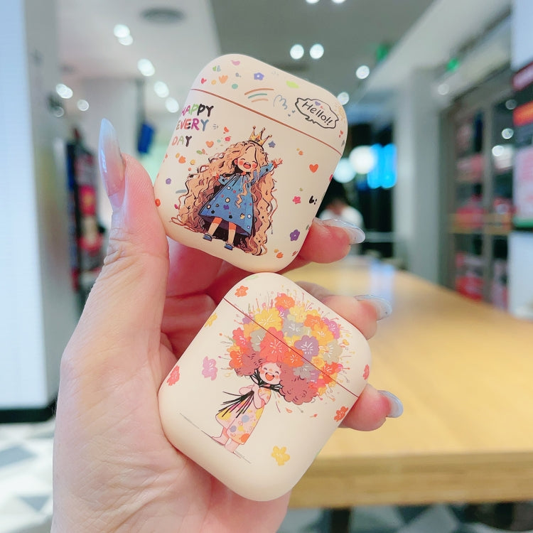 For AirPods 2 / 1 Girl Pattern Earbuds Box Frosted TPU Case(Crown) - For AirPods 1/2 by PMC Jewellery | Online Shopping South Africa | PMC Jewellery | Buy Now Pay Later Mobicred