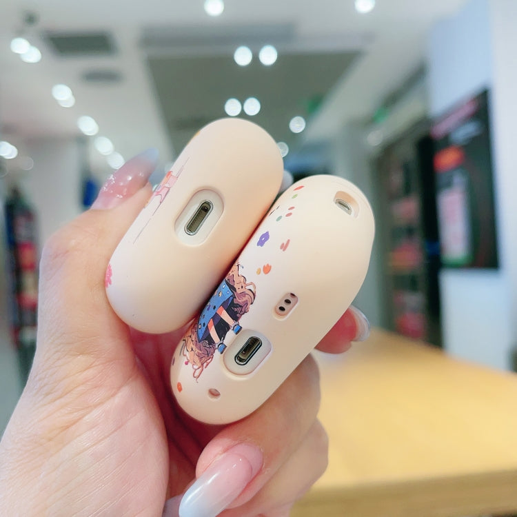 For AirPods 2 / 1 Girl Pattern Earbuds Box Frosted TPU Case(Flower) - For AirPods 1/2 by PMC Jewellery | Online Shopping South Africa | PMC Jewellery | Buy Now Pay Later Mobicred