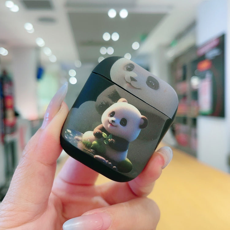 For AirPods 2 / 1 Phantom Panda Pattern Earbuds Box Frosted TPU Case(Black) - For AirPods 1/2 by PMC Jewellery | Online Shopping South Africa | PMC Jewellery | Buy Now Pay Later Mobicred
