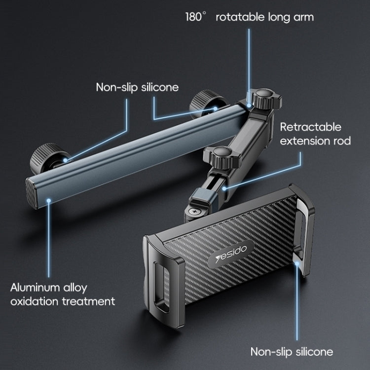 Yesido C294 Telescopic Car Backrest Folding Holder(Black) - Universal Car Holders by Yesido | Online Shopping South Africa | PMC TechLife | Buy Now Pay Later Mobicred