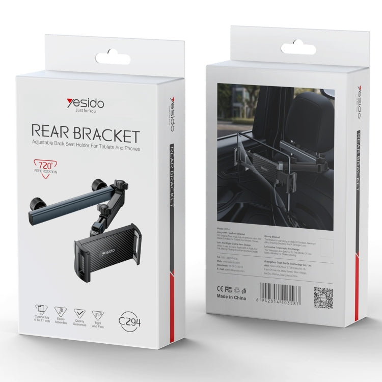 Yesido C294 Telescopic Car Backrest Folding Holder(Black) - Universal Car Holders by Yesido | Online Shopping South Africa | PMC TechLife | Buy Now Pay Later Mobicred