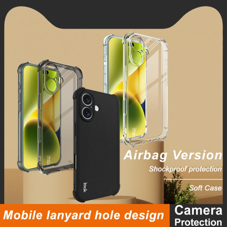 For iPhone 16 imak Shockproof Airbag TPU Phone Case(Transparent Black) - free shipping - PMC TechLife - Order now!