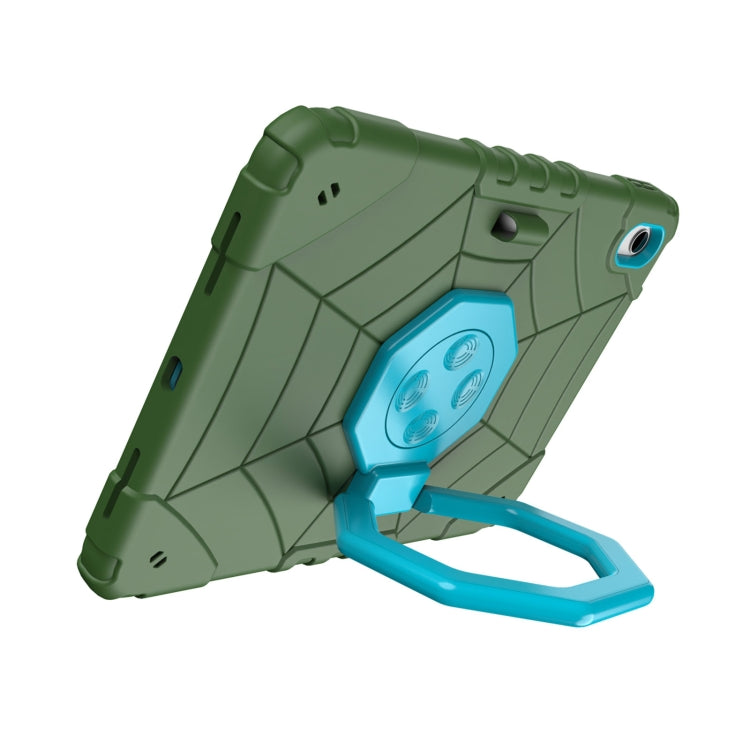 For iPad Air 11 2025 / 2024 Spider Turntable Handle Stress Relief Tablet Case(Army Green Blue) - iPad Air 11 2025 / 2024 Cases by PMC TechLife | Online Shopping South Africa | PMC TechLife | Buy Now Pay Later Mobicred