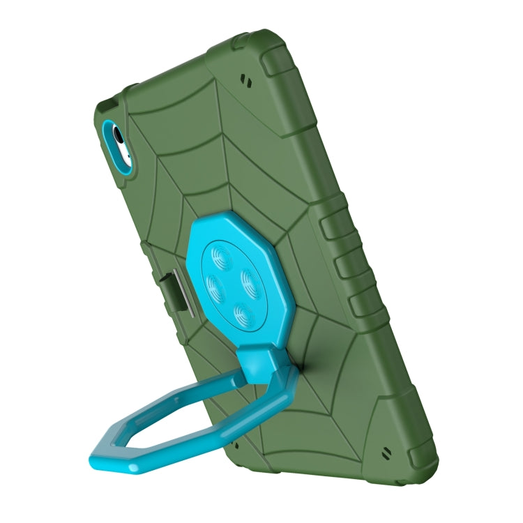 For iPad Air 11 2025 / 2024 Spider Turntable Handle Stress Relief Tablet Case(Army Green Blue) - iPad Air 11 2025 / 2024 Cases by PMC TechLife | Online Shopping South Africa | PMC TechLife | Buy Now Pay Later Mobicred