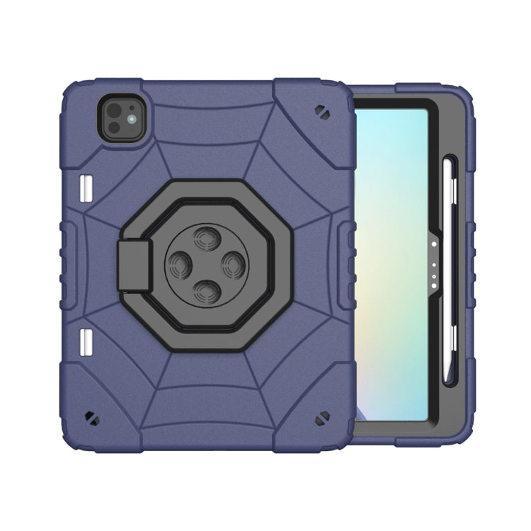 For iPad Pro 11 2024 Spider Turntable Handle Stress Relief Tablet Case(Navy Blue Black) - iPad Pro 11 2024 Cases by PMC TechLife | Online Shopping South Africa | PMC TechLife | Buy Now Pay Later Mobicred