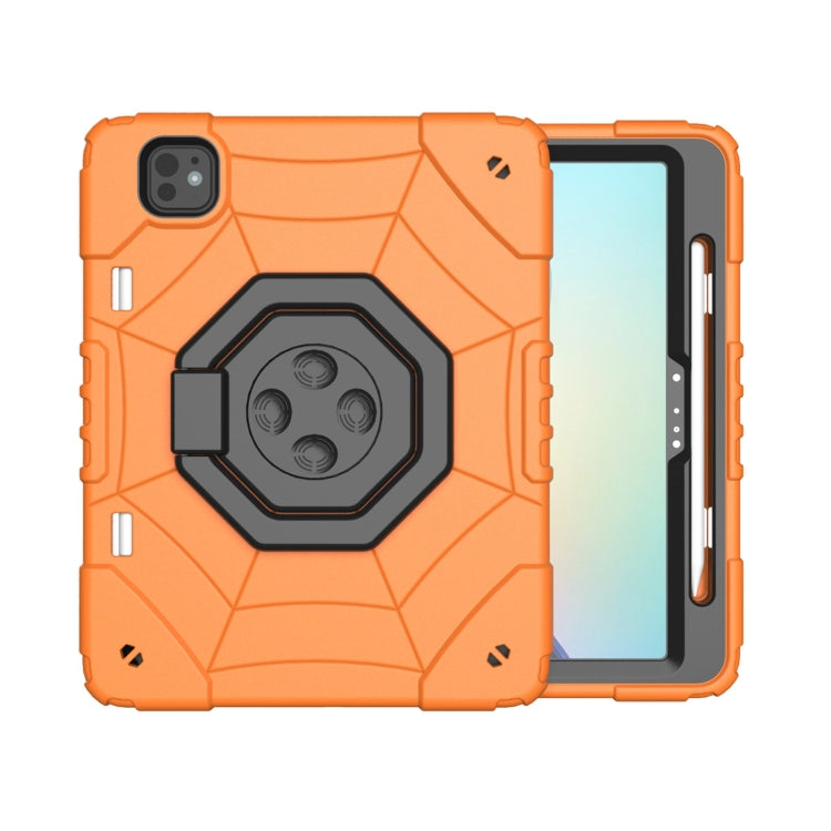 For iPad Pro 11 2024 Spider Turntable Handle Stress Relief Tablet Case(Orange Black) - iPad Pro 11 2024 Cases by PMC TechLife | Online Shopping South Africa | PMC TechLife | Buy Now Pay Later Mobicred