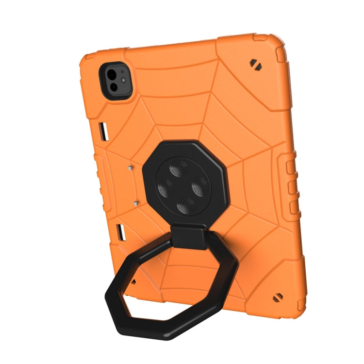 For iPad Pro 11 2024 Spider Turntable Handle Stress Relief Tablet Case(Orange Black) - iPad Pro 11 2024 Cases by PMC TechLife | Online Shopping South Africa | PMC TechLife | Buy Now Pay Later Mobicred