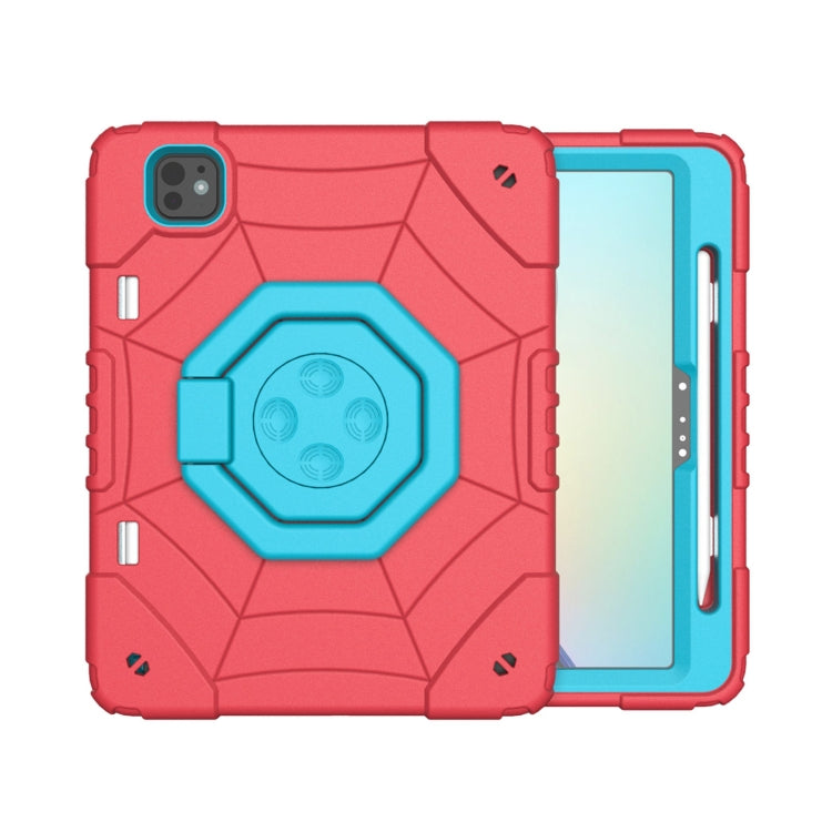 For iPad Pro 11 2024 Spider Turntable Handle Stress Relief Tablet Case(Red Blue) - iPad Pro 11 2024 Cases by PMC TechLife | Online Shopping South Africa | PMC TechLife | Buy Now Pay Later Mobicred