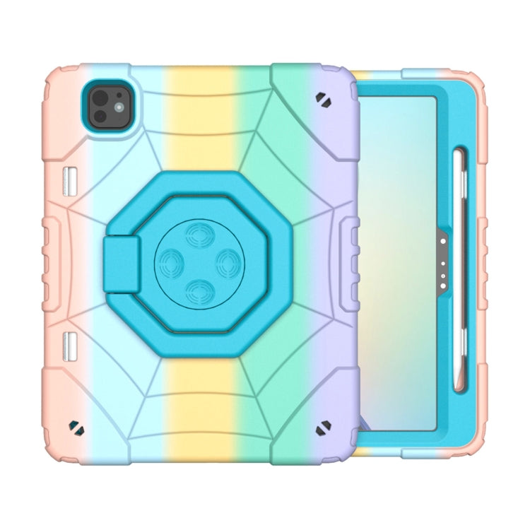 For iPad Pro 11 2024 Spider Turntable Handle Stress Relief Tablet Case(Gradient Color Blue) - iPad Pro 11 2024 Cases by PMC TechLife | Online Shopping South Africa | PMC TechLife | Buy Now Pay Later Mobicred