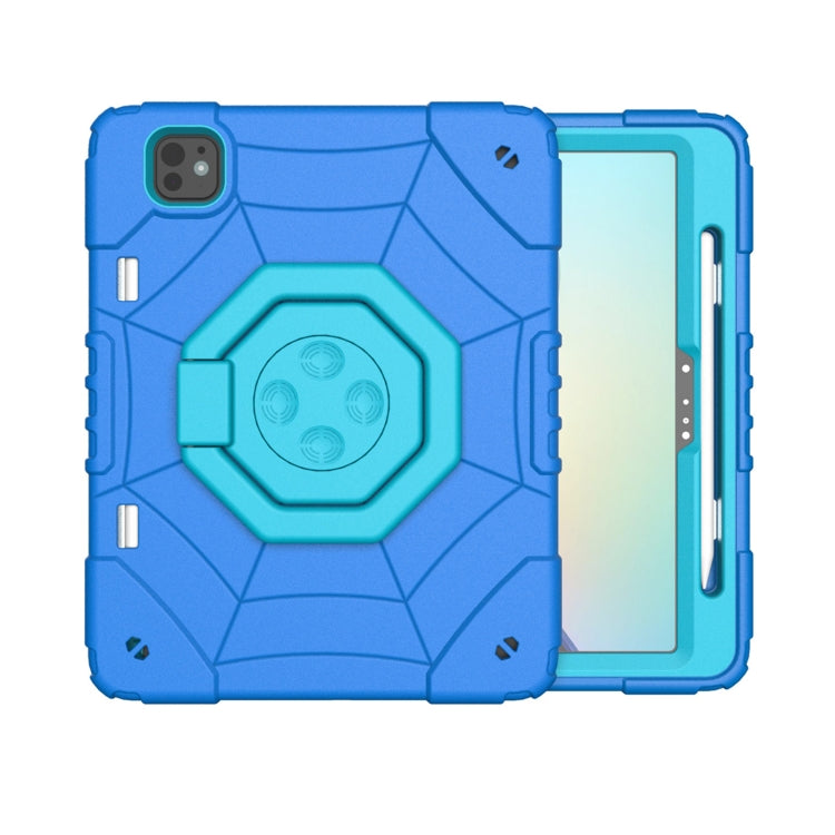 For iPad Pro 11 2024 Spider Turntable Handle Stress Relief Tablet Case(Blue) - iPad Pro 11 2024 Cases by PMC TechLife | Online Shopping South Africa | PMC TechLife | Buy Now Pay Later Mobicred