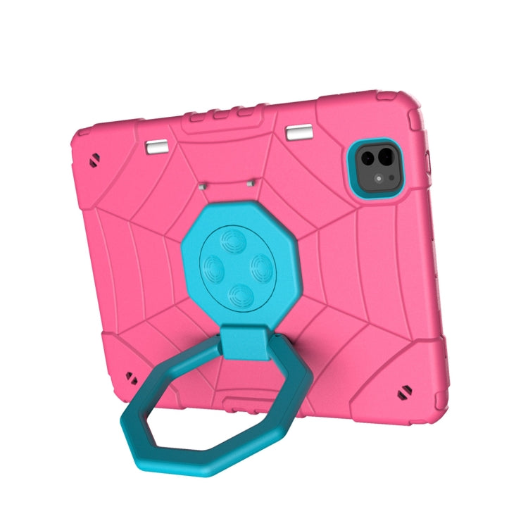 For iPad Pro 11 2024 Spider Turntable Handle Stress Relief Tablet Case(Rose Red Blue) - iPad Pro 11 2024 Cases by PMC TechLife | Online Shopping South Africa | PMC TechLife | Buy Now Pay Later Mobicred