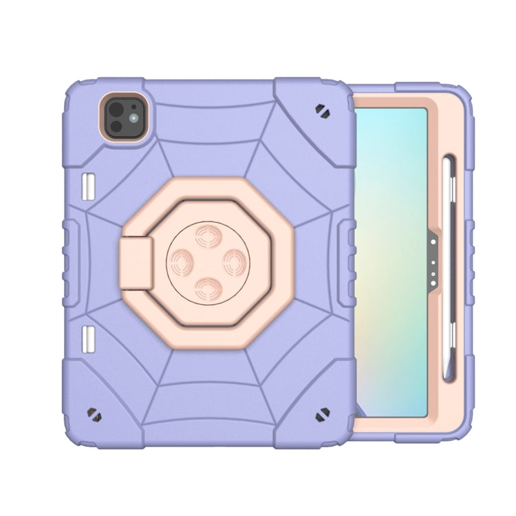 For iPad Pro 11 2024 Spider Turntable Handle Stress Relief Tablet Case(Purple Gold) - iPad Pro 11 2024 Cases by PMC TechLife | Online Shopping South Africa | PMC TechLife | Buy Now Pay Later Mobicred