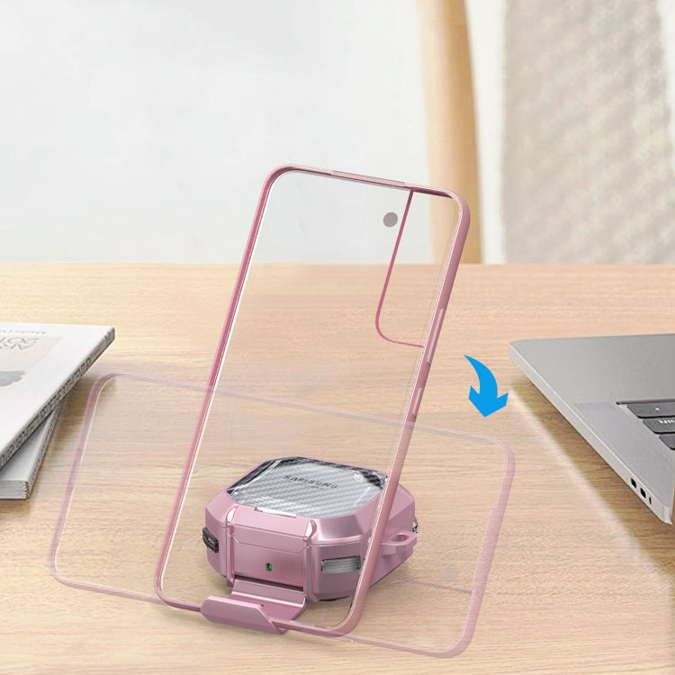 For Samsung Galaxy Buds2 / Live / Pro / FE Transparent Carbon Fiber TPU Hybrid PC Case with Hook & Holder(White) - free shipping - PMC Jewellery - Order now!