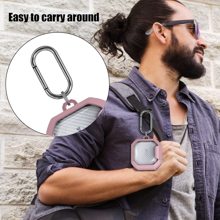 For Samsung Galaxy Buds2 / Live / Pro / FE Transparent Carbon Fiber TPU Hybrid PC Case with Hook & Holder(White) - free shipping - PMC Jewellery - Order now!