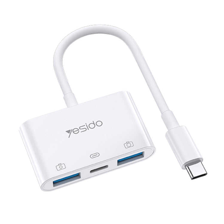 Yesido GS17 USB-C / Type-C to Dual USB + USB-C / Type-C OTG Adapter(White) - free shipping - PMC Jewellery - Order now!