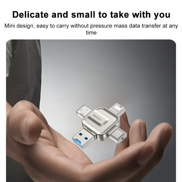 Yesido GS23 USB 3.0 to USB-C / Type-C, Micro USB, 8 Pin 4 in 1 Card Reader(Gold) - free shipping - PMC Jewellery - Order now!