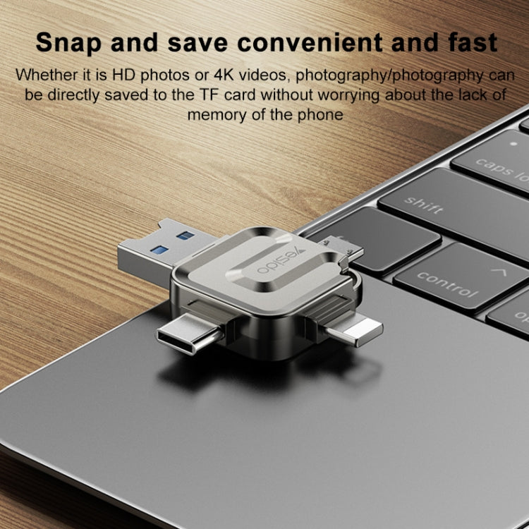 Yesido GS23 USB 3.0 to USB-C / Type-C, Micro USB, 8 Pin 4 in 1 Card Reader(Gold) - free shipping - PMC Jewellery - Order now!