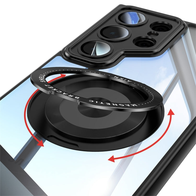 For Samsung Galaxy S25 Ultra 5G 360 Holder MagSafe Acrylic Hybrid TPU Phone Case(Black) - Galaxy S25 Ultra 5G Cases by PMC TechLife | Online Shopping South Africa | PMC TechLife | Buy Now Pay Later Mobicred