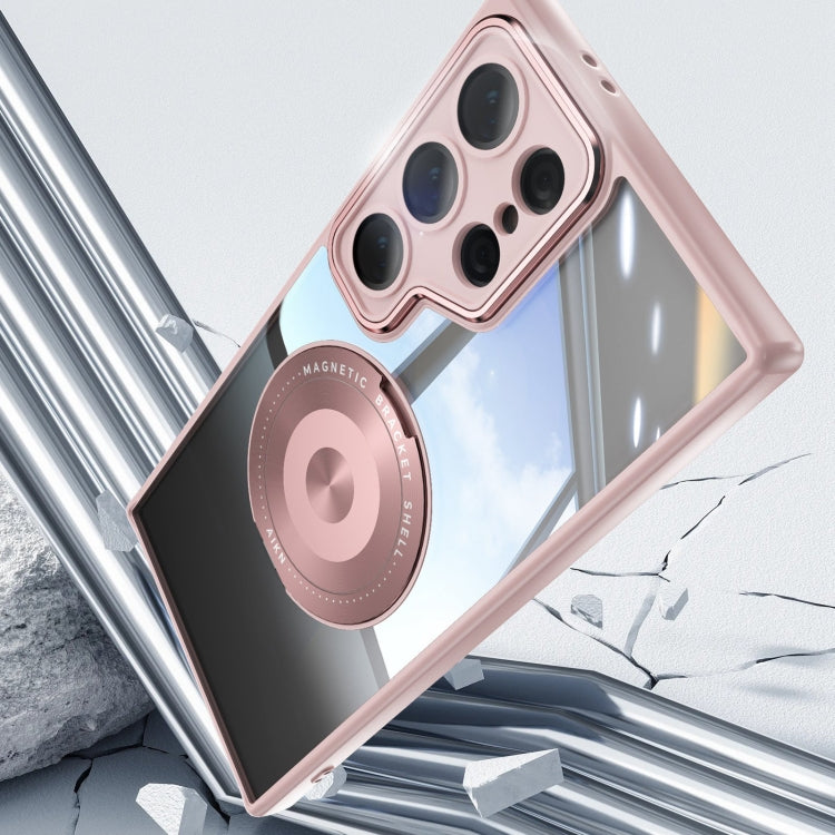 For Samsung Galaxy S25 Ultra 5G 360 Holder MagSafe Acrylic Hybrid TPU Phone Case(Pink) - free shipping - PMC TechLife - Order now!