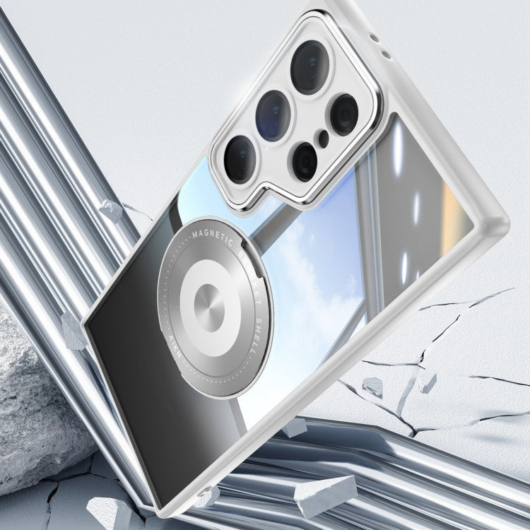 For Samsung Galaxy S25 Ultra 5G 360 Holder MagSafe Acrylic Hybrid TPU Phone Case(Grey) - Galaxy S25 Ultra 5G Cases by PMC Jewellery | Online Shopping South Africa | PMC Jewellery | Buy Now Pay Later Mobicred