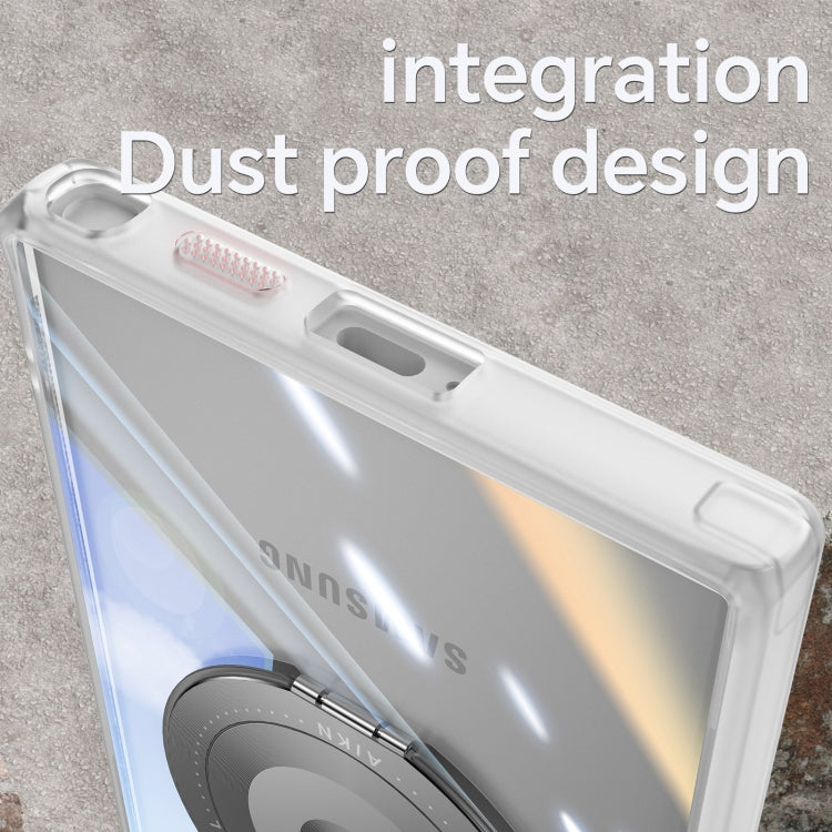 For Samsung Galaxy S25 Ultra 5G 360 Holder MagSafe Acrylic Hybrid TPU Phone Case(Frosted White) - Galaxy S25 Ultra 5G Cases by PMC TechLife | Online Shopping South Africa | PMC TechLife | Buy Now Pay Later Mobicred