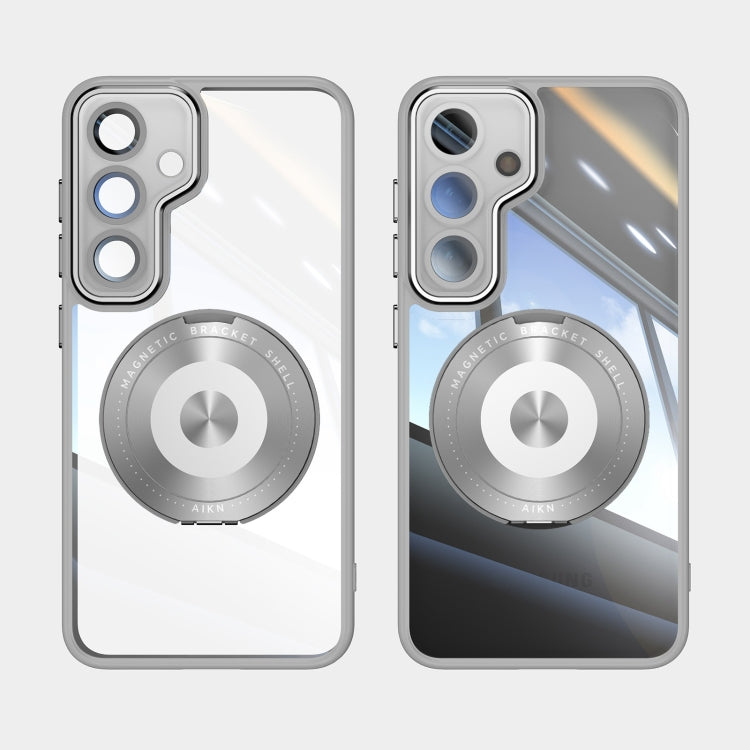For Samsung Galaxy S25+ 5G 360 Holder MagSafe Acrylic Hybrid TPU Phone Case(Grey) - Galaxy S25+ 5G Cases by PMC Jewellery | Online Shopping South Africa | PMC Jewellery | Buy Now Pay Later Mobicred