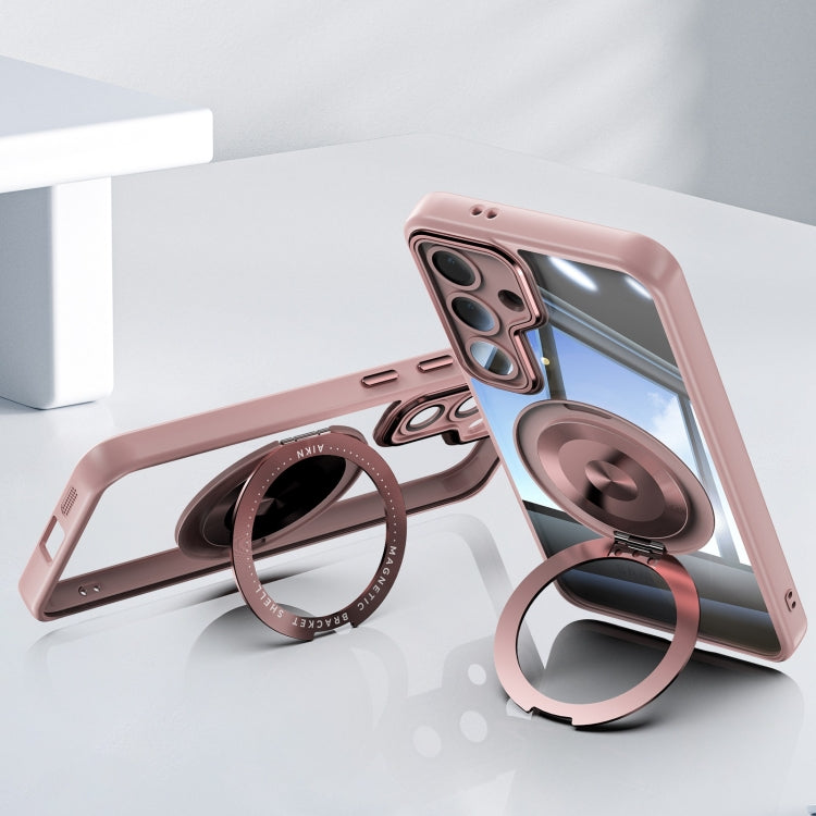 For Samsung Galaxy S25 5G 360 Holder MagSafe Acrylic Hybrid TPU Phone Case(Pink) - Galaxy S25 5G Cases by PMC Jewellery | Online Shopping South Africa | PMC Jewellery | Buy Now Pay Later Mobicred