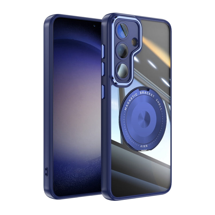 For Samsung Galaxy S25 5G 360 Holder MagSafe Acrylic Hybrid TPU Phone Case(Blue) - free shipping - PMC Jewellery - Order now!
