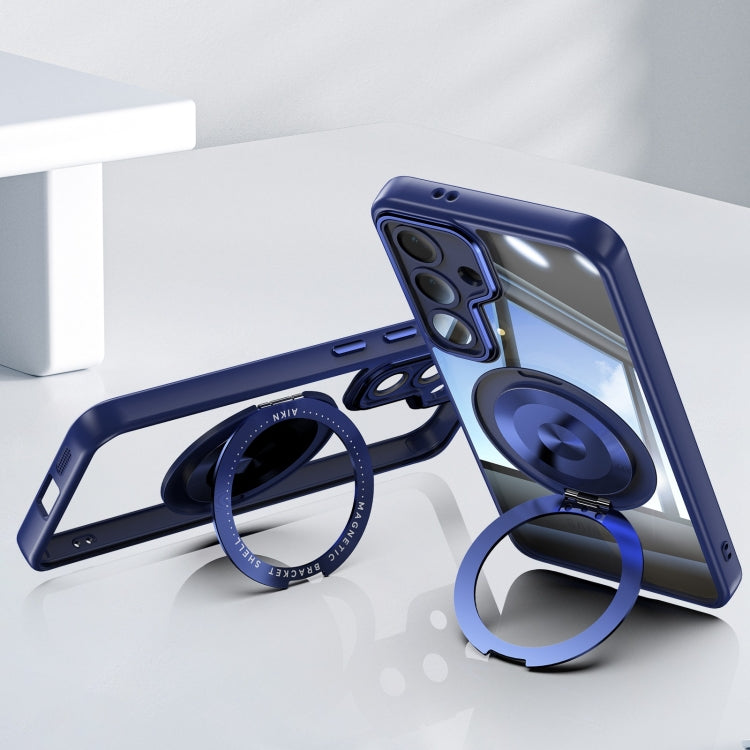 For Samsung Galaxy S25 5G 360 Holder MagSafe Acrylic Hybrid TPU Phone Case(Blue) - free shipping - PMC Jewellery - Order now!