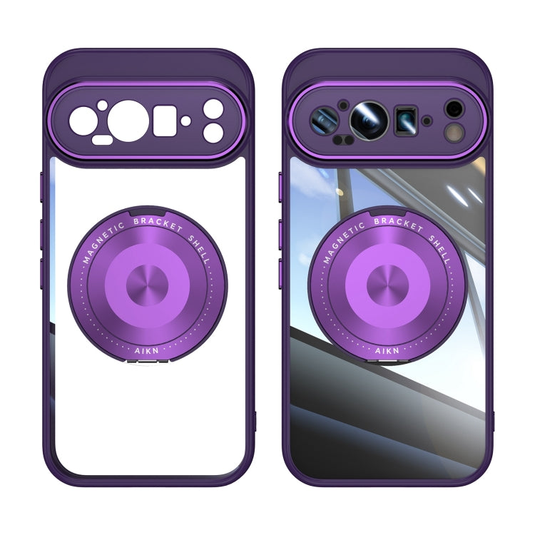 For Google Pixel 9 / 9 Pro 360 Holder Magsafe Acrylic Hybrid TPU Phone Case(Purple) - Google Cases by PMC TechLife | Online Shopping South Africa | PMC TechLife | Buy Now Pay Later Mobicred