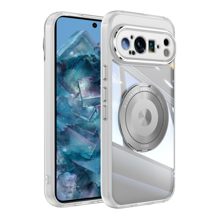 For Google Pixel 9 Pro 360 Holder Magsafe Acrylic Hybrid TPU Phone Case(Frosted White) - free shipping - PMC TechLife - Order now!