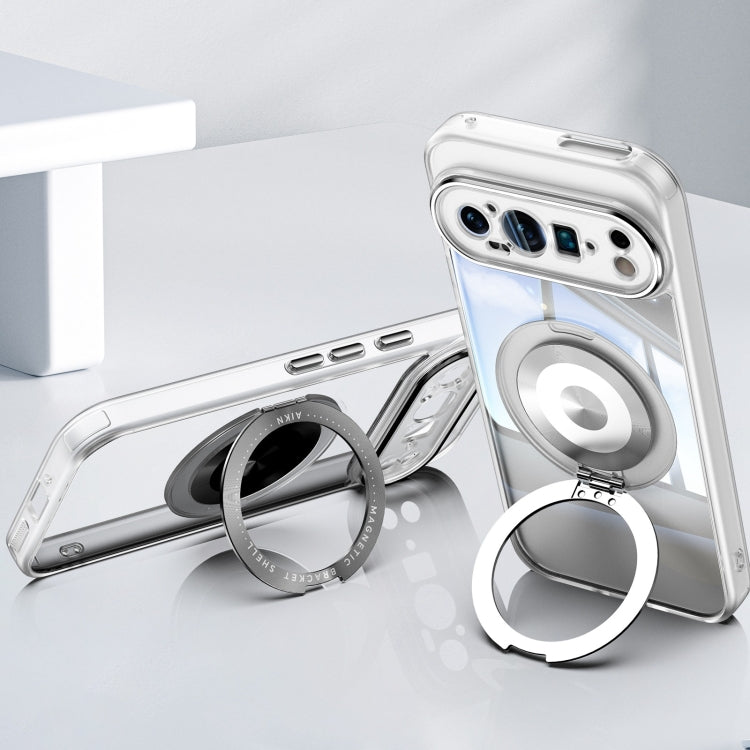 For Google Pixel 9 Pro 360 Holder Magsafe Acrylic Hybrid TPU Phone Case(Frosted White) - free shipping - PMC TechLife - Order now!