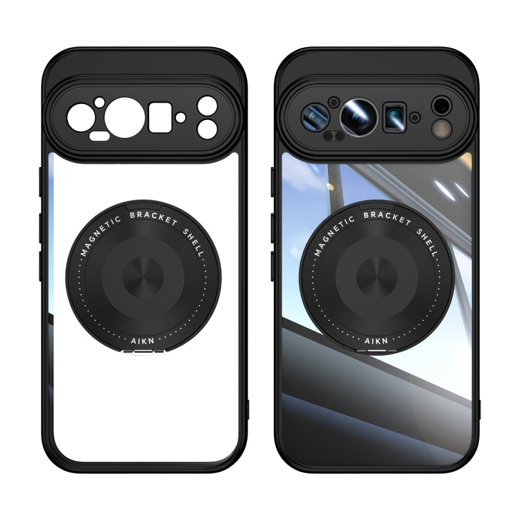 For Google Pixel 9 Pro XL 360 Holder Magsafe Acrylic Hybrid TPU Phone Case(Black) - Google Cases by PMC TechLife | Online Shopping South Africa | PMC TechLife | Buy Now Pay Later Mobicred
