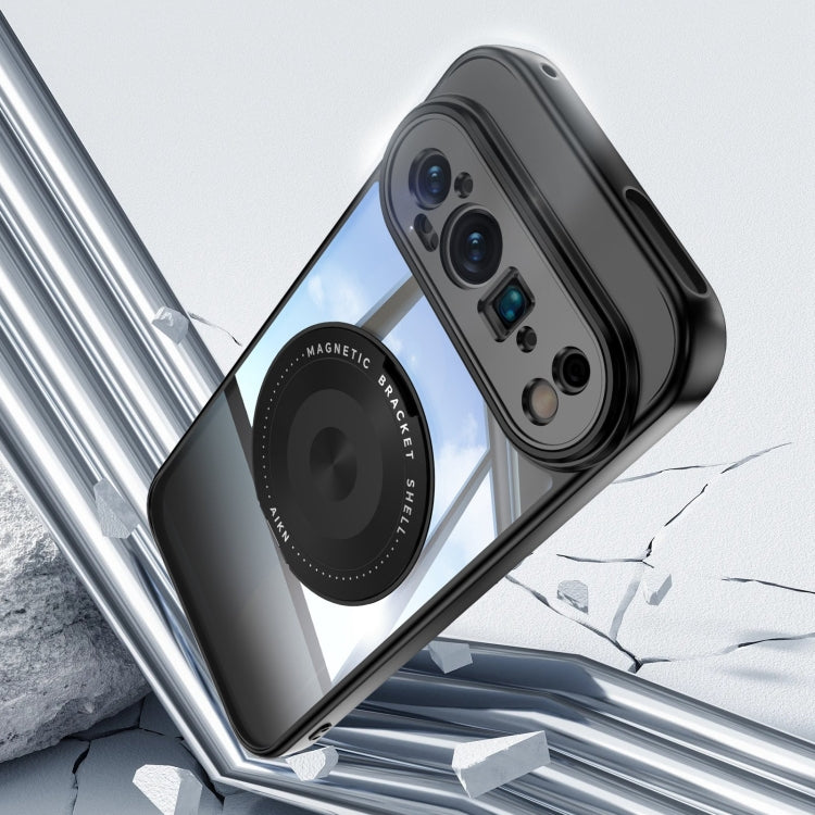 For Google Pixel 9 Pro XL 360 Holder Magsafe Acrylic Hybrid TPU Phone Case(Black) - Google Cases by PMC TechLife | Online Shopping South Africa | PMC TechLife | Buy Now Pay Later Mobicred
