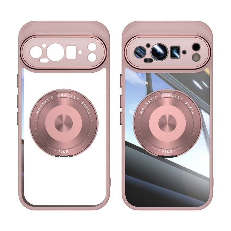For Google Pixel 9 Pro XL 360 Holder Magsafe Acrylic Hybrid TPU Phone Case(Pink) - Google Cases by PMC TechLife | Online Shopping South Africa | PMC TechLife | Buy Now Pay Later Mobicred