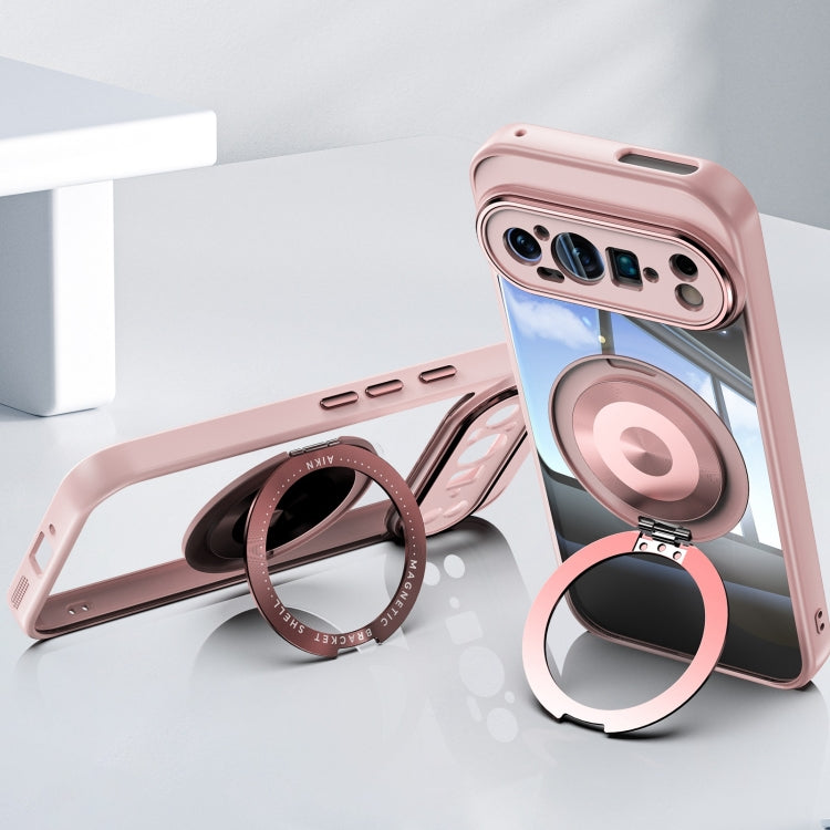 For Google Pixel 9 Pro XL 360 Holder Magsafe Acrylic Hybrid TPU Phone Case(Pink) - Google Cases by PMC TechLife | Online Shopping South Africa | PMC TechLife | Buy Now Pay Later Mobicred