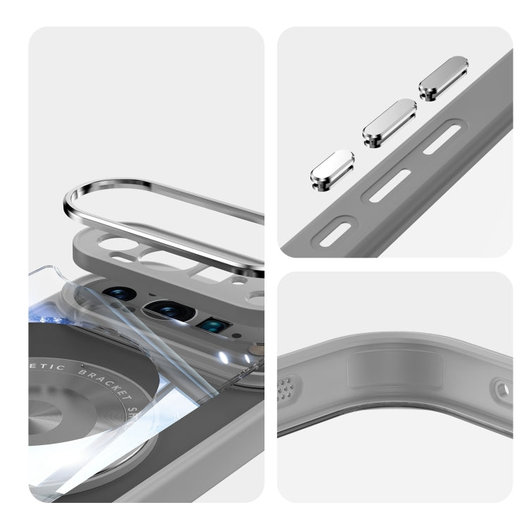 For Google Pixel 9 Pro XL 360 Holder Magsafe Acrylic Hybrid TPU Phone Case(Grey) - Google Cases by PMC TechLife | Online Shopping South Africa | PMC TechLife | Buy Now Pay Later Mobicred