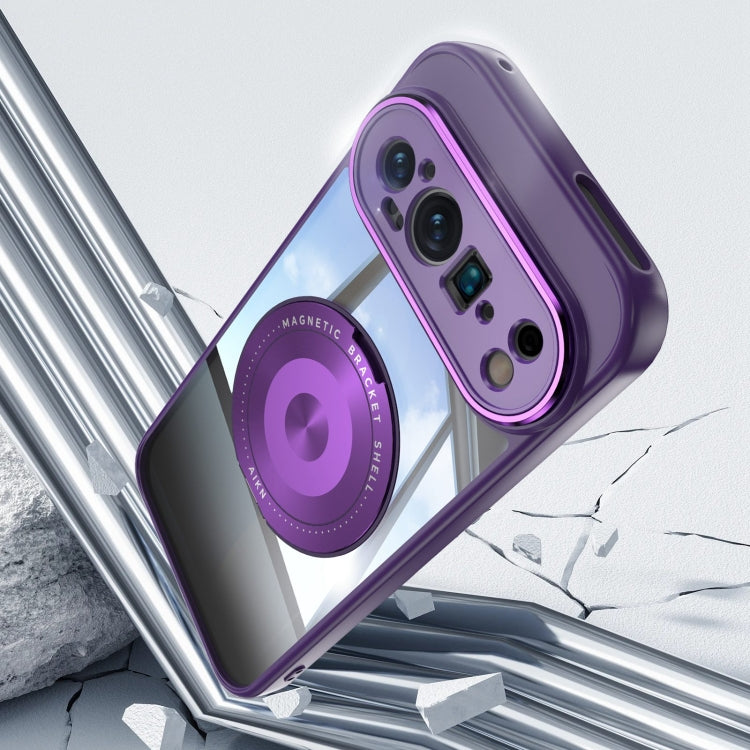For Google Pixel 9 Pro XL 360 Holder Magsafe Acrylic Hybrid TPU Phone Case(Purple) - Google Cases by PMC TechLife | Online Shopping South Africa | PMC TechLife | Buy Now Pay Later Mobicred