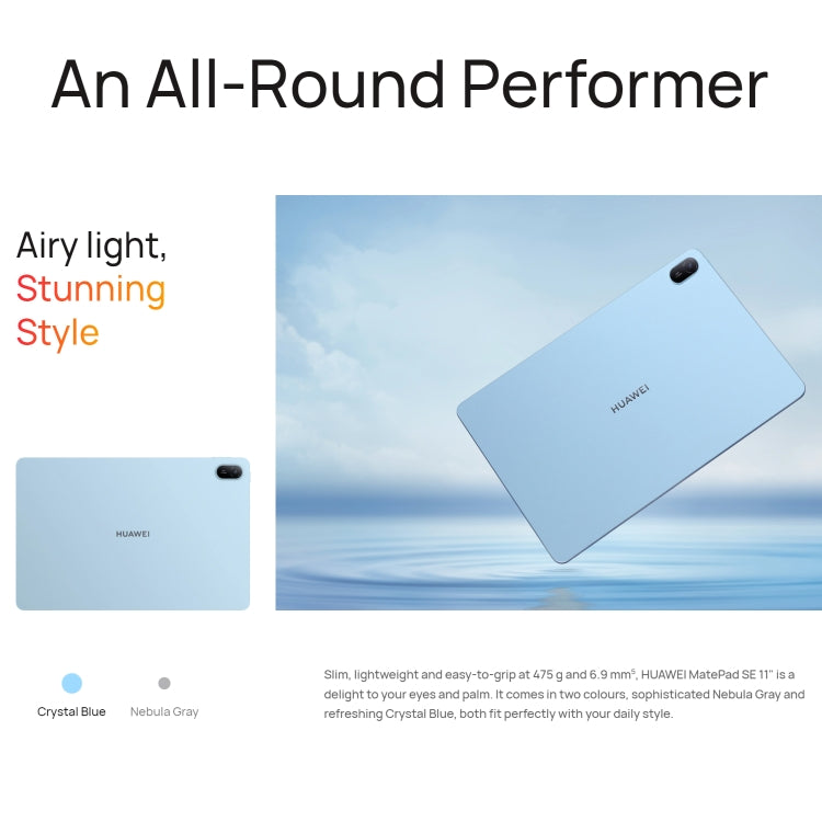 HUAWEI MatePad SE 11 2024 WiFi Tablet PC, 8GB+256GB, 11 inch HarmonyOS 4.2 Qualcomm Snapdragon 685 Octa Core, Not Support Google Play(Nebula Grey) - free shipping - PMC Jewellery - Order now!