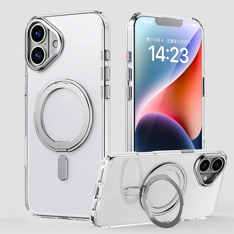 For iPhone 16 360 Rotating MagSafe Magnetic Frosted Phone Case(Transparent) - iPhone 16 Cases by PMC TechLife | Online Shopping South Africa | PMC TechLife | Buy Now Pay Later Mobicred